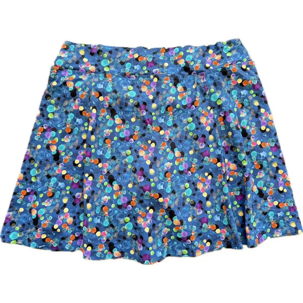 Donajo‎ Pleated Colorful Print Skort XL Long Skirt Tennis Pickleball Womens Blue